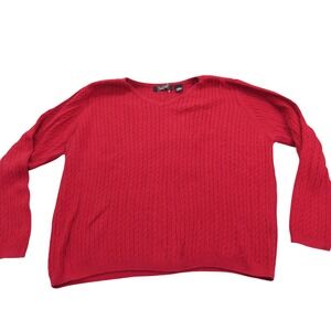 Crystal Kobe Women's Cable‎ Knit Long Sleeve Sweater XL Red 100% Cotton